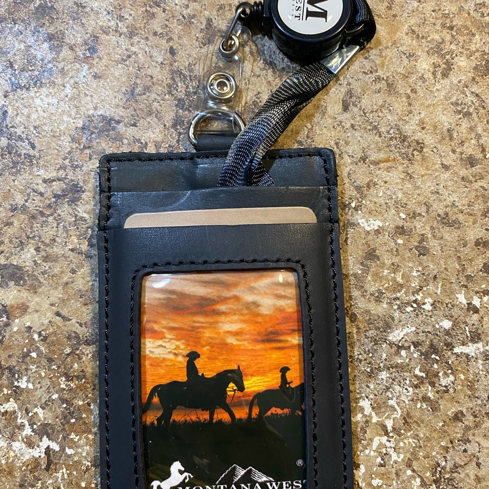 Montana West Black Card Holder Lanyard.